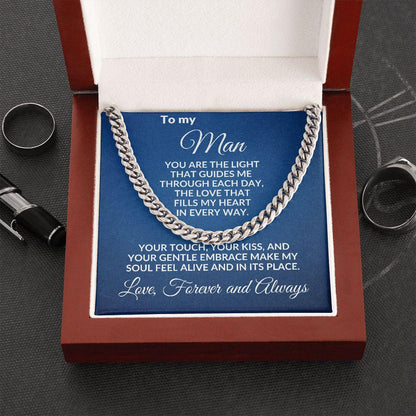 To My Man - You Make My Soul Feel Alive - Cuban Link Necklace with Message Card and Gift Box - Mallard Moon Gift Shop
