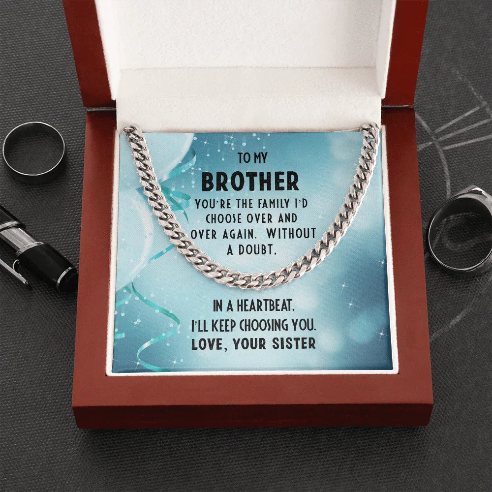 Brother Birthday Gift from Sister Cuban Link Chain Necklace