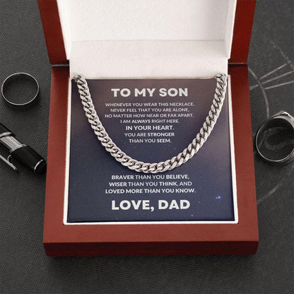 To My Son From Dad Cuban Chain Link Necklace - Mallard Moon Gift Shop