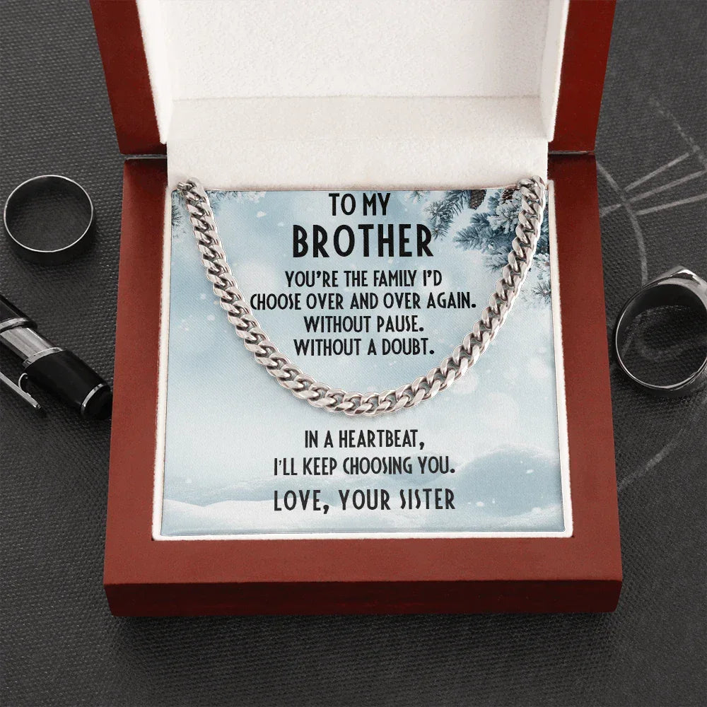 Gift for Brother from Sister Cuban Link Chain Necklace