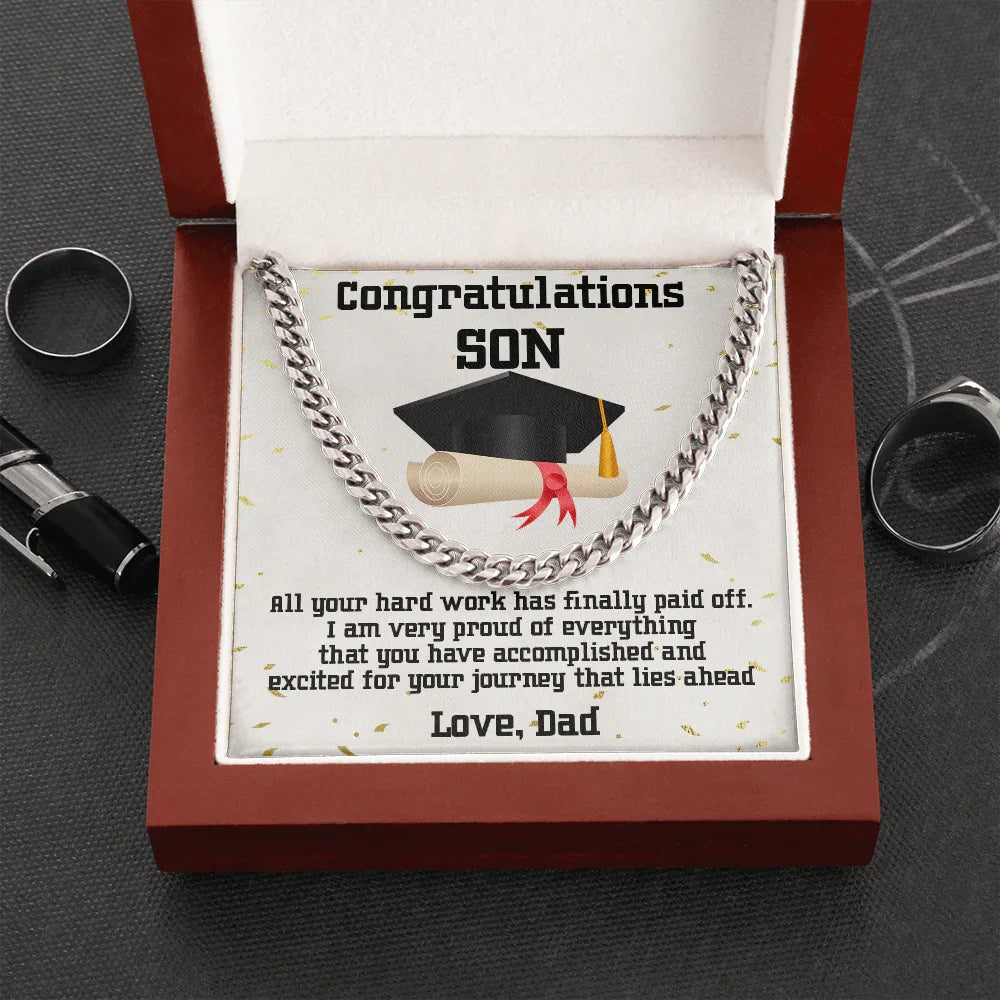 Son Graduation 2024 Love Dad Cuban Link Chain Necklace
