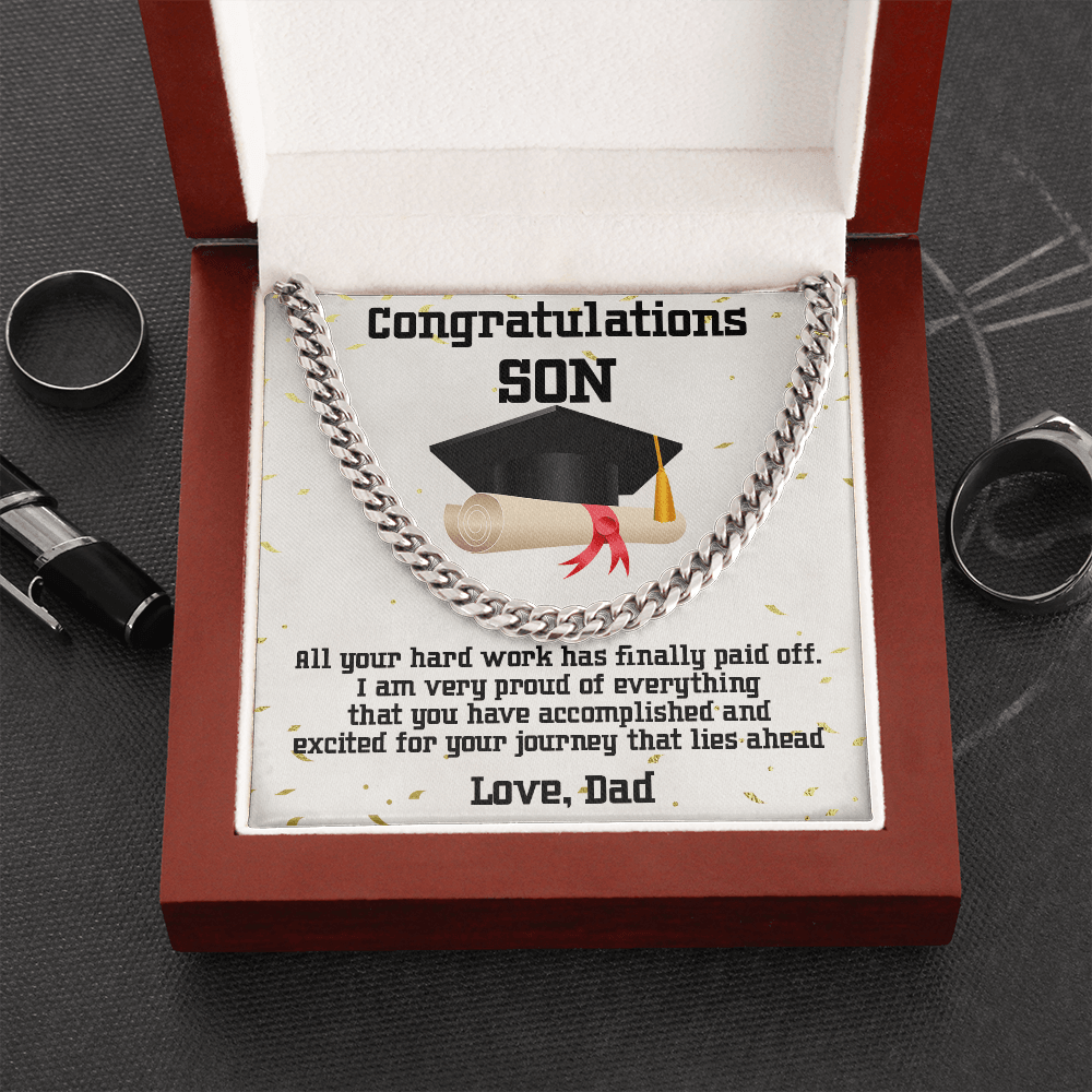 Son Graduation 2022 Love Dad Cuban Link Chain Necklace - Mallard Moon Gift Shop