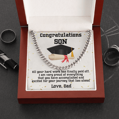 Son Graduation 2022 Love Dad Cuban Link Chain Necklace - Mallard Moon Gift Shop