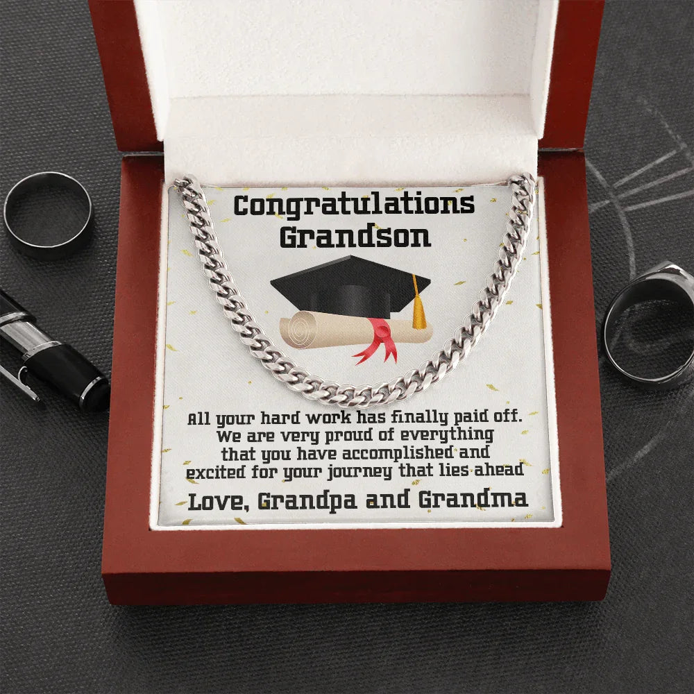Grandson Graduation 2024 Congratulations Cuban Chain Link Necklace