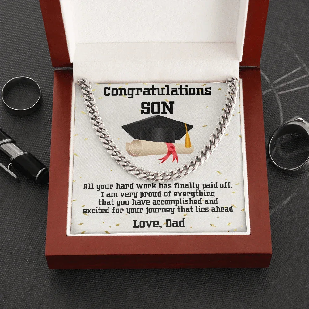 Son Graduation Gift from Dad Cuban Link Chain Necklace