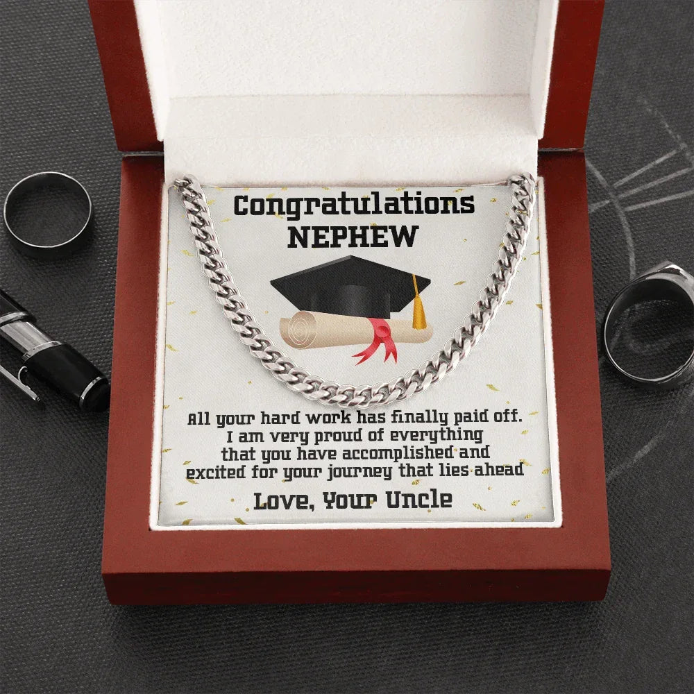 Nephew Graduation Congratulations Class 2024 from Uncle Cuban Chain Link Necklace