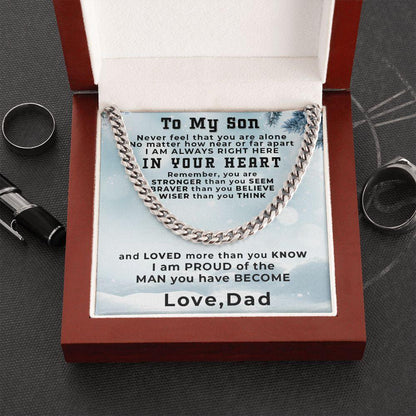 Gift for Adult Son from Dad Thick Chain Link Necklace Custom Message Card Gift Box - Mallard Moon Gift Shop