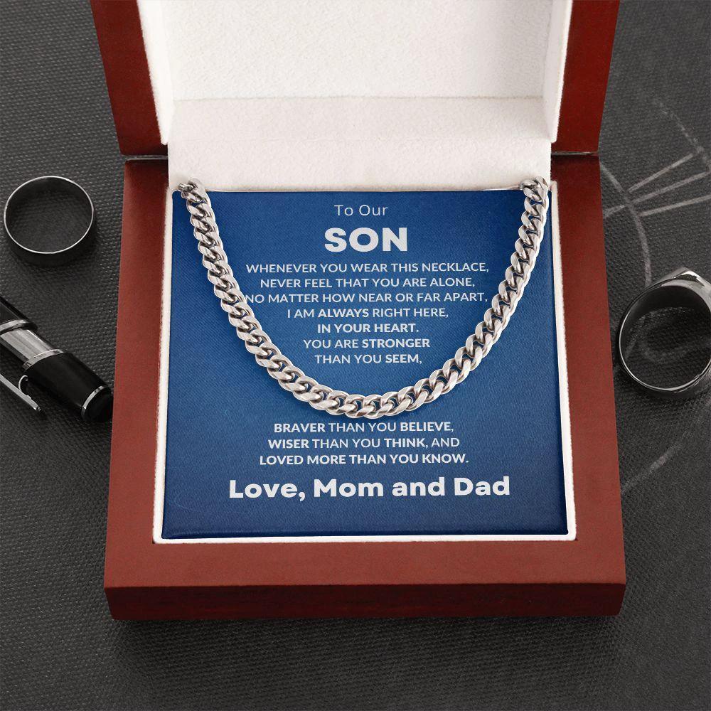 Gift for Son From Mom and Dad Cuban Chain Link Necklace