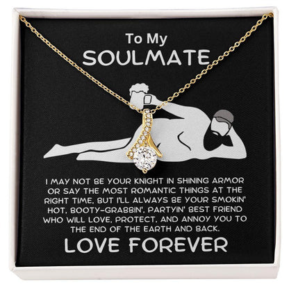 To My Soulmate - Knight in Shining Armor Alluring Beauty Pendant Necklace - Mallard Moon Gift Shop