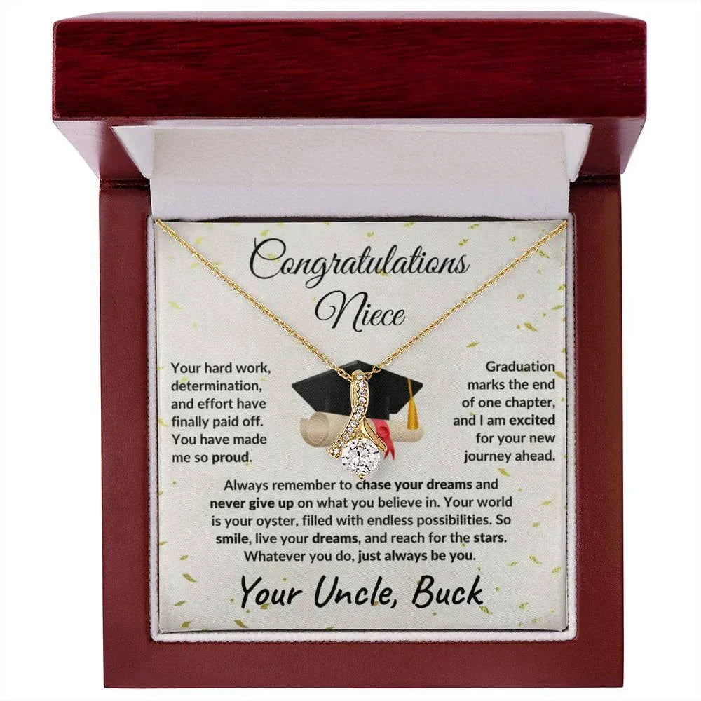 Niece Graduation Class 2025 Congratulations from Aunt and Uncle Pendant Necklace