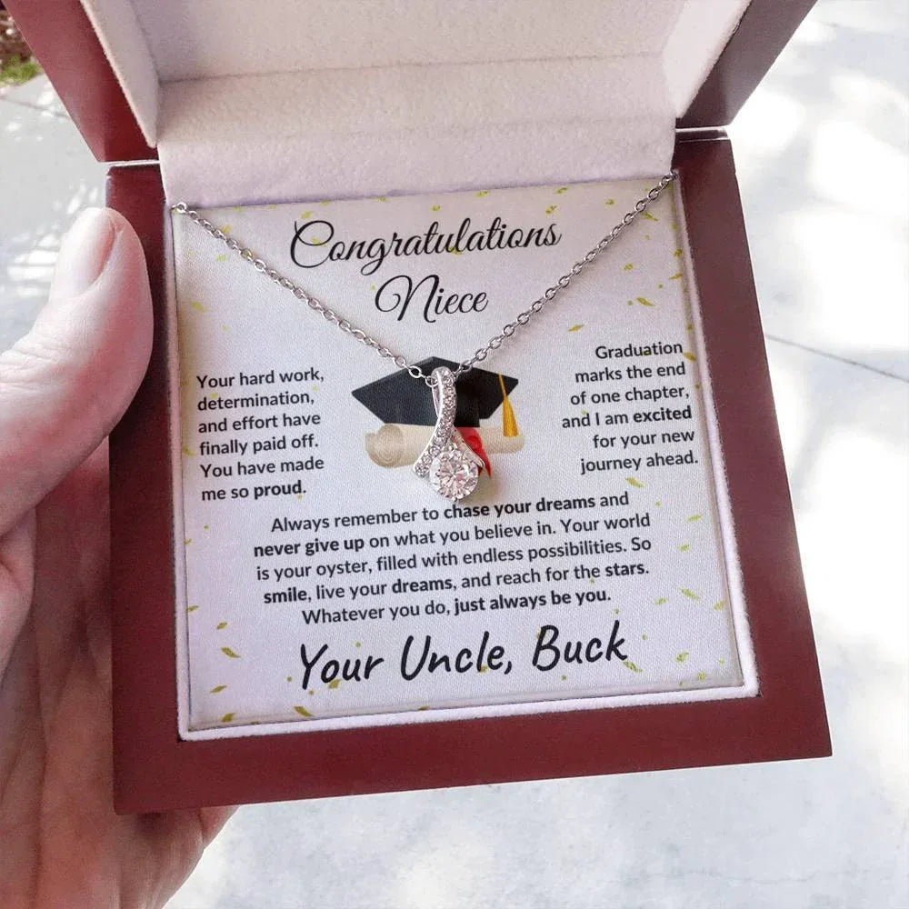 Niece Graduation Class 2025 Congratulations from Aunt and Uncle Pendant Necklace