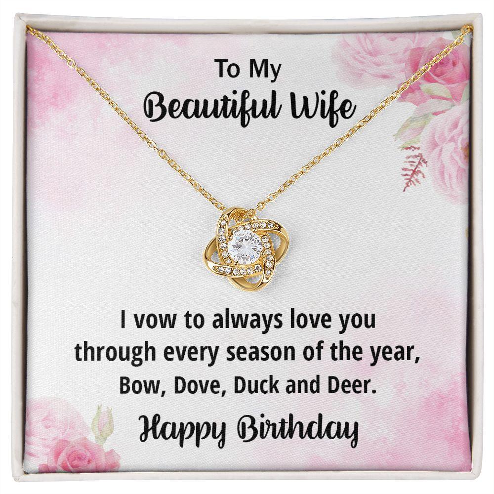 Wife Birthday Gift from Hunter Husband CZ Love Knot Pendant Necklace - Mallard Moon Gift Shop