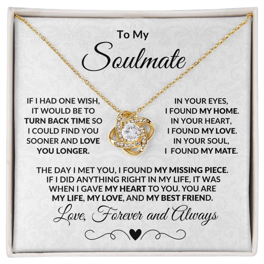 To My Soulmate I Found My Missing Piece Love Knot Necklace with Message Card and Gift Box - Mallard Moon Gift Shop