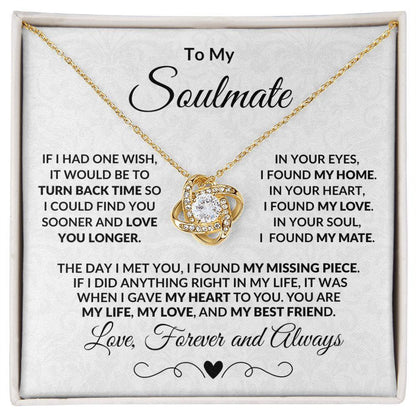 To My Soulmate I Found My Missing Piece Love Knot Necklace with Message Card and Gift Box - Mallard Moon Gift Shop