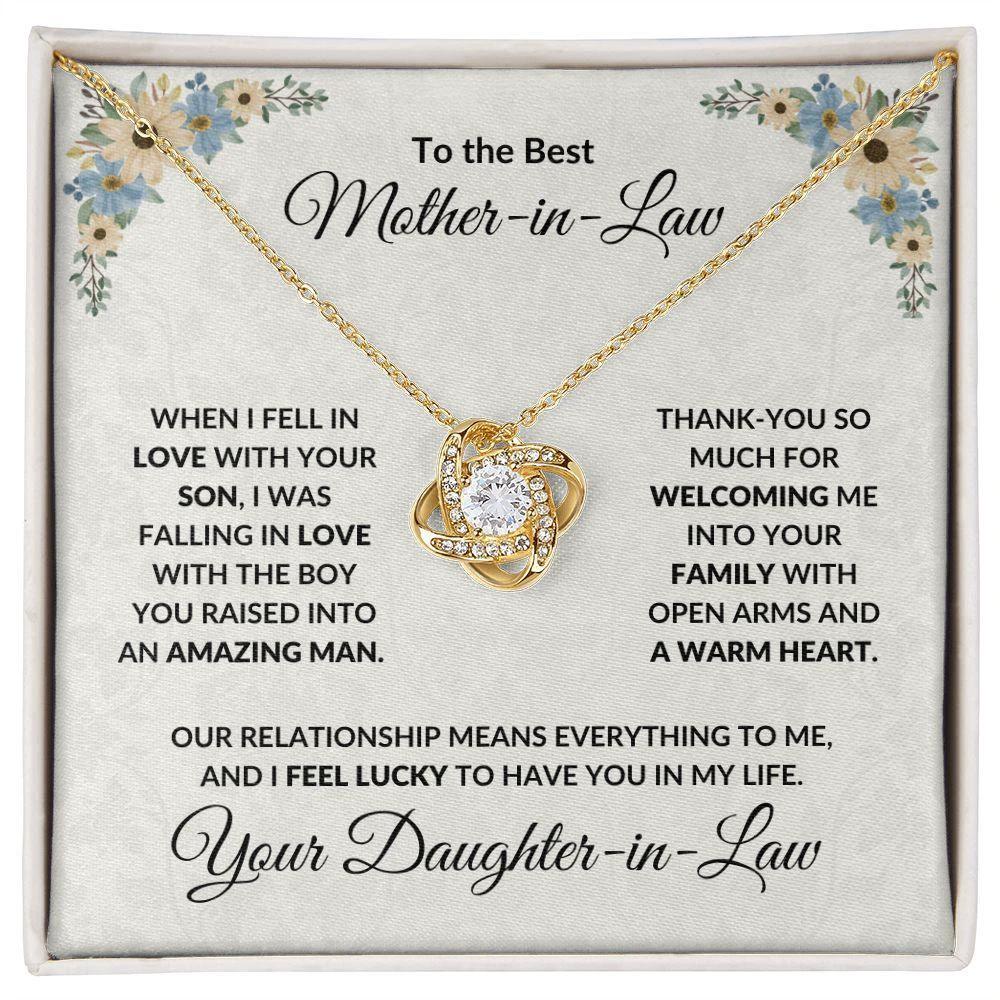 Gift for Mother-in-Law Love Knot Necklace from Daughter-in-Law