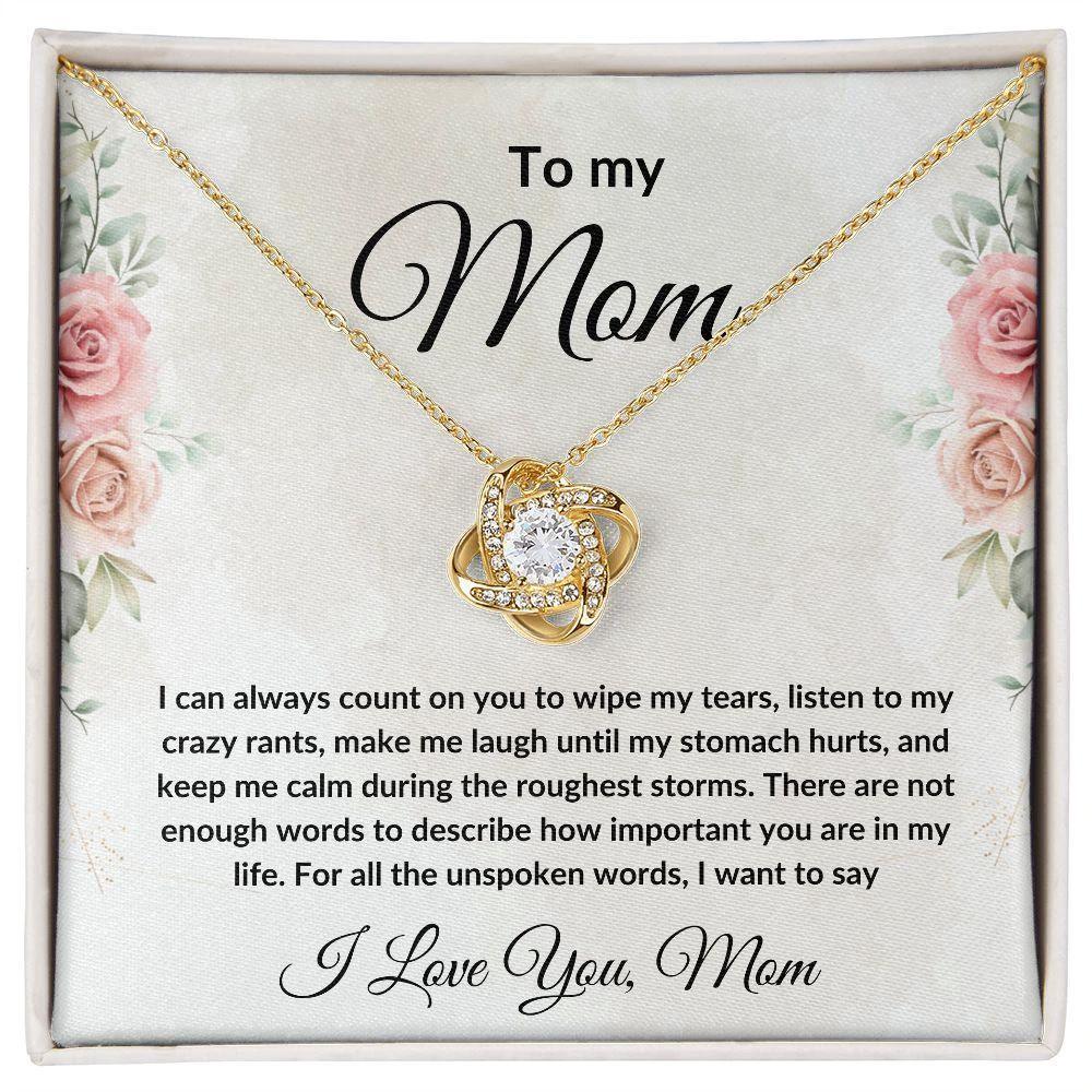 Heartfelt Gift for Mom Love Knot Necklace with Message Card Gift Box