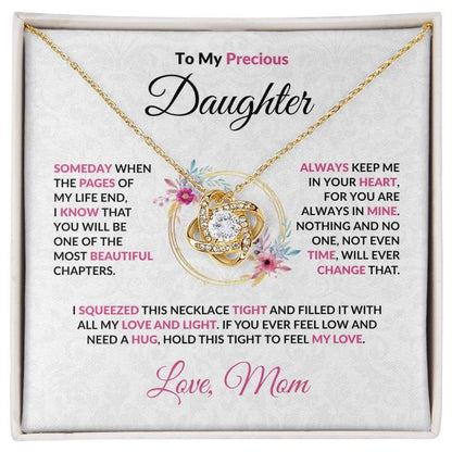 To My Precious Daughter Love Knot Necklace with Message Card and Gift Box - Mallard Moon Gift Shop