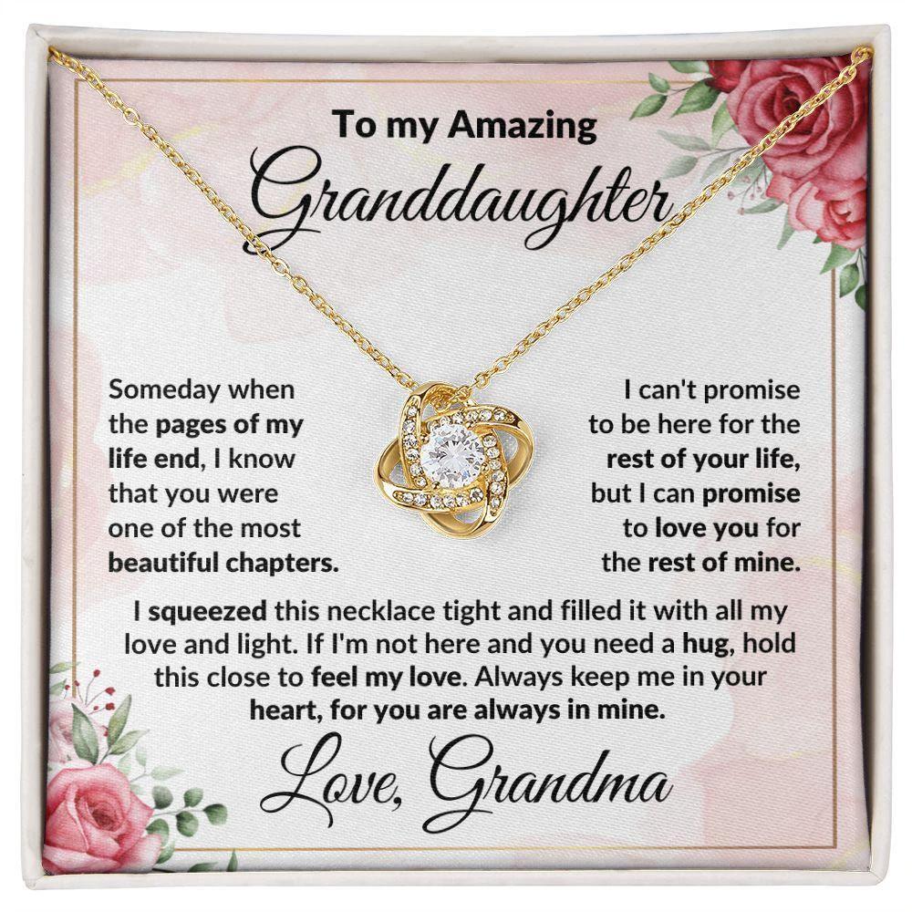 To My Amazing Granddaughter Love Knot Necklace Personalized Message Card