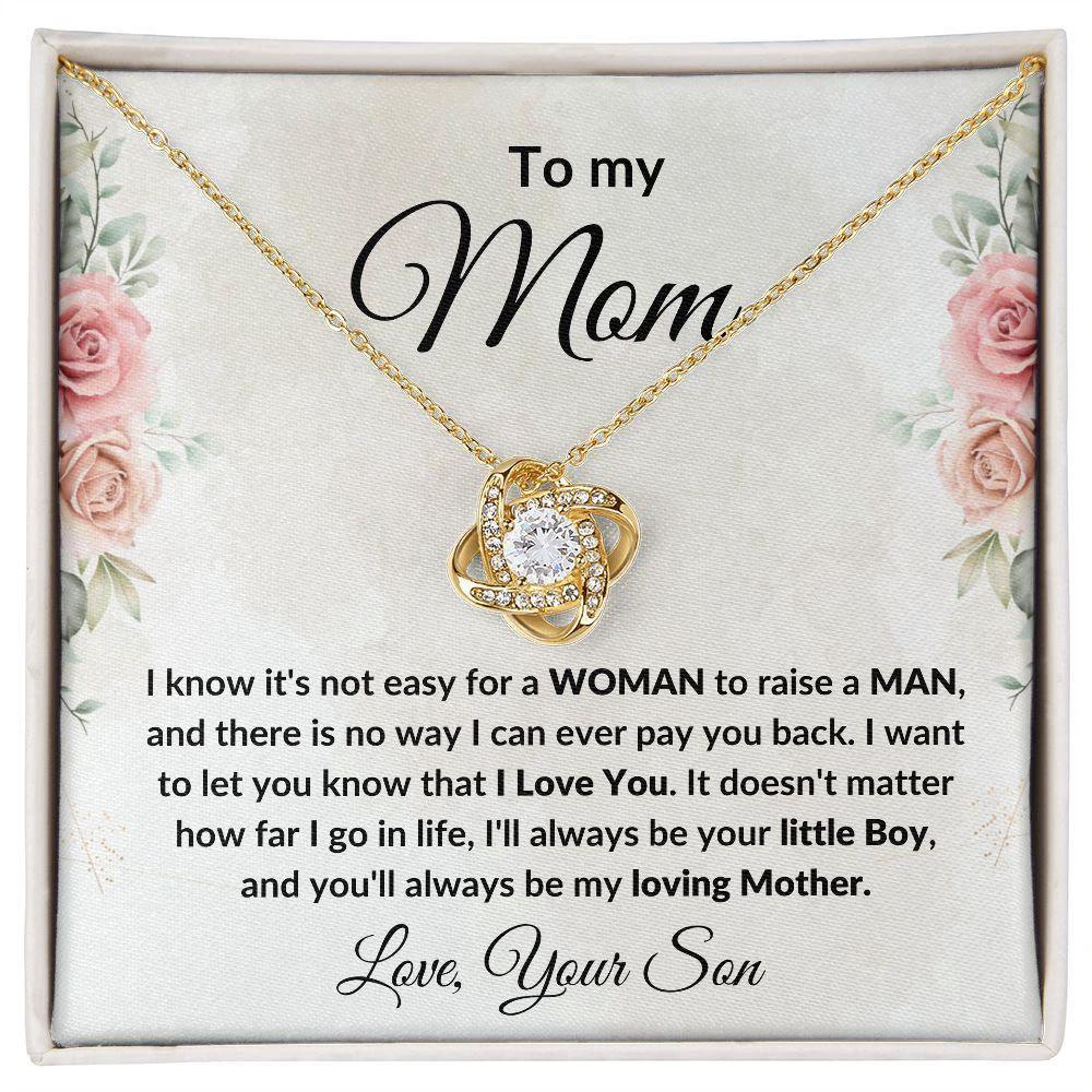 Gift for Mom from Son Love Knot Necklace with Message Card Gift Box
