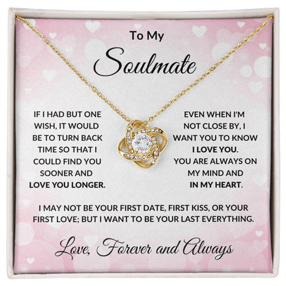 To My Soulmate - Always in My Heart - Love Knot Necklace with Message Card and Gift Box - Mallard Moon Gift Shop