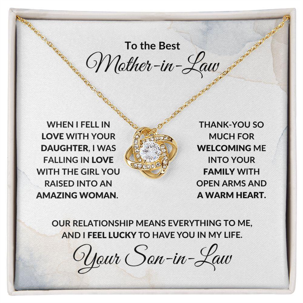 To the Best Mother-in-Law Love Knot Necklace From Son-in-Law - Mallard Moon Gift Shop