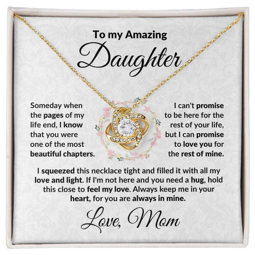 To My Amazing Daughter - I Promise - Love Knot Necklace with Message Card and Gift Box