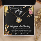 Birthday Gift for Wife CZ Love Knot Pendant Necklace with Message Card
