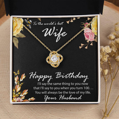 Birthday Gift for Wife CZ Love Knot Pendant Necklace with Message Card - Mallard Moon Gift Shop