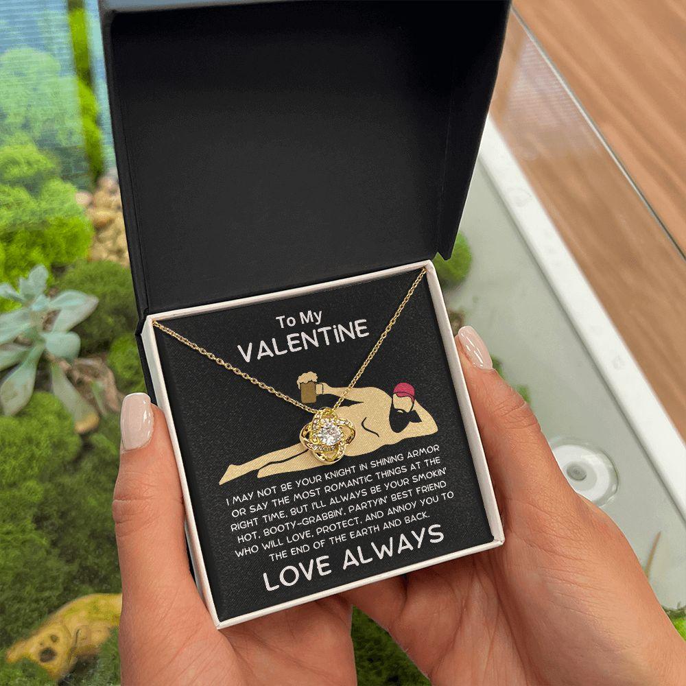 Funny Valentine Gift - Knight in Shining Armor - Love Knot Necklace with Message Card and Gift Box - Mallard Moon Gift Shop