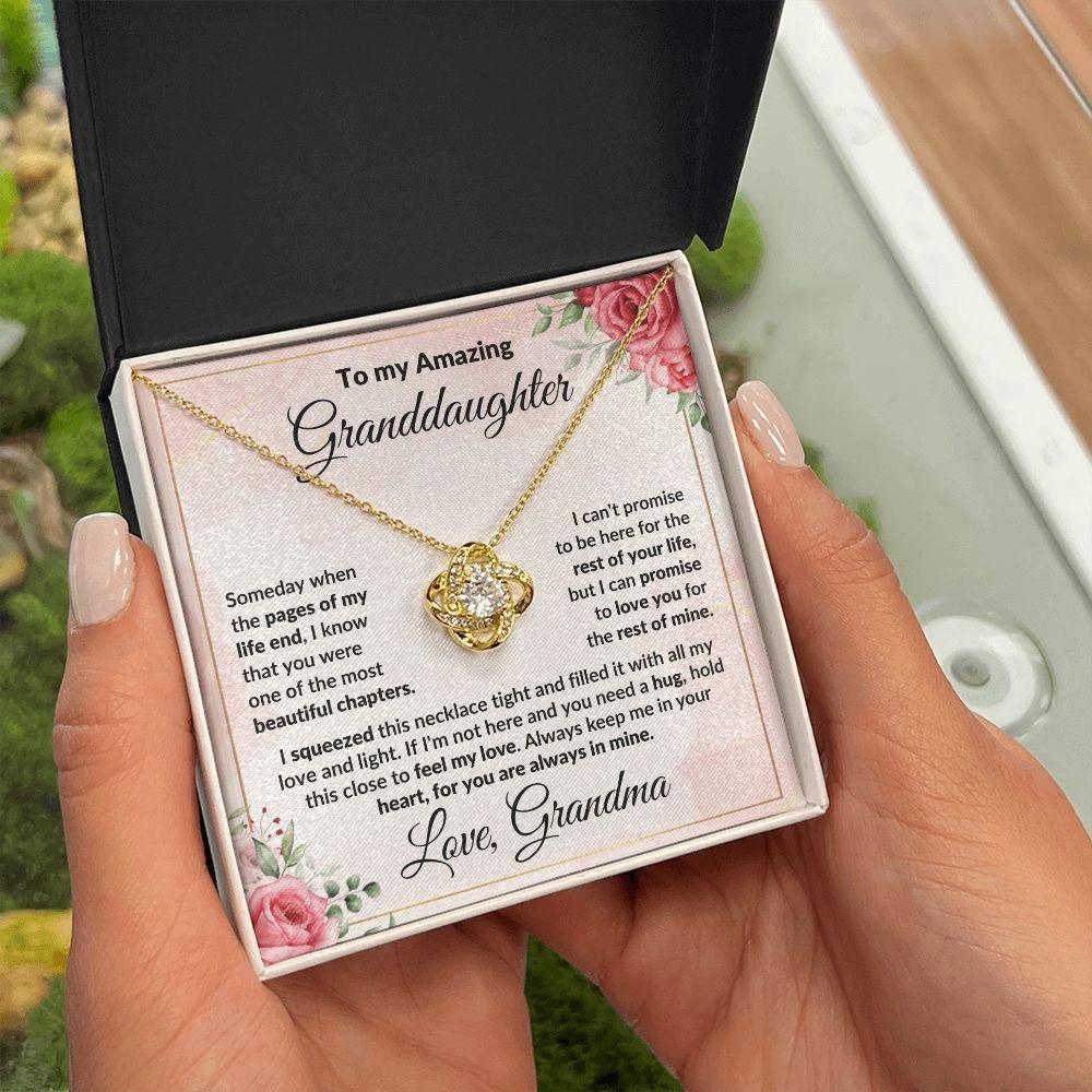 To My Amazing Granddaughter Love Knot Necklace Personalized Message Card