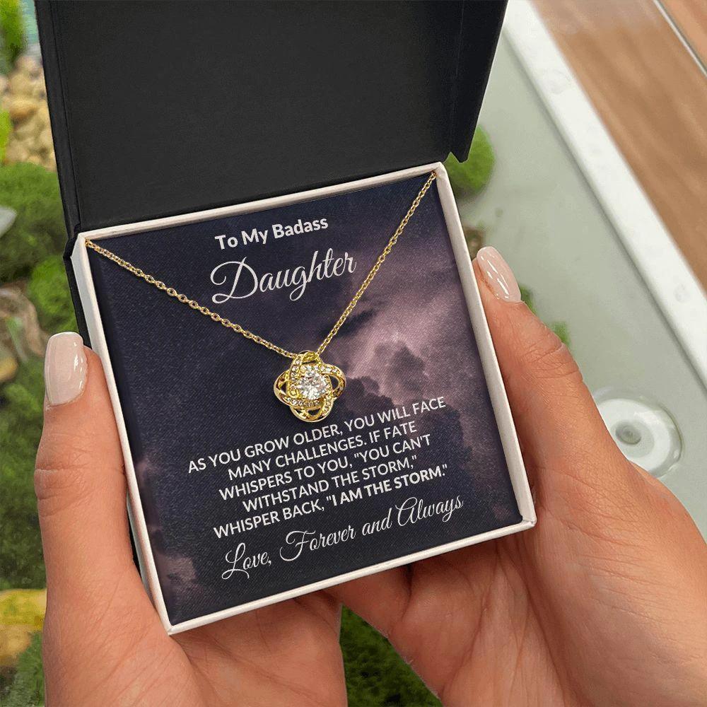 To My Badass Daughter - The Storm - Love Knot Necklace with Message Card
