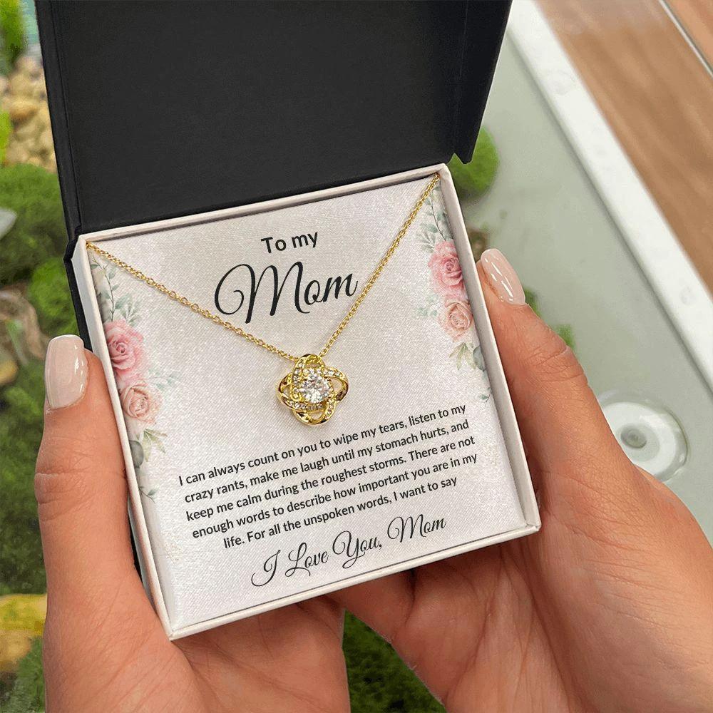 Heartfelt Gift for Mom Love Knot Necklace with Message Card Gift Box