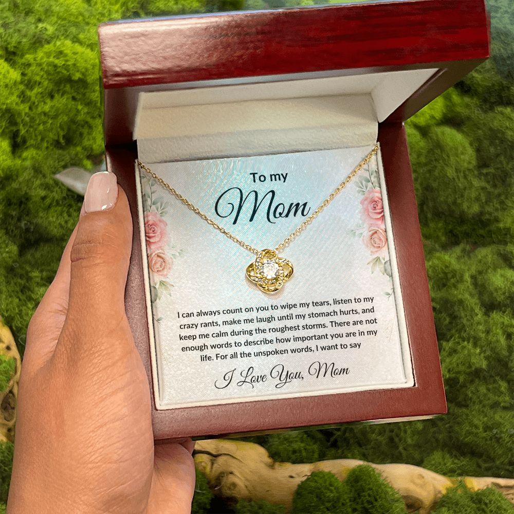 Heartfelt Gift for Mom Love Knot Necklace with Message Card Gift Box - Mallard Moon Gift Shop