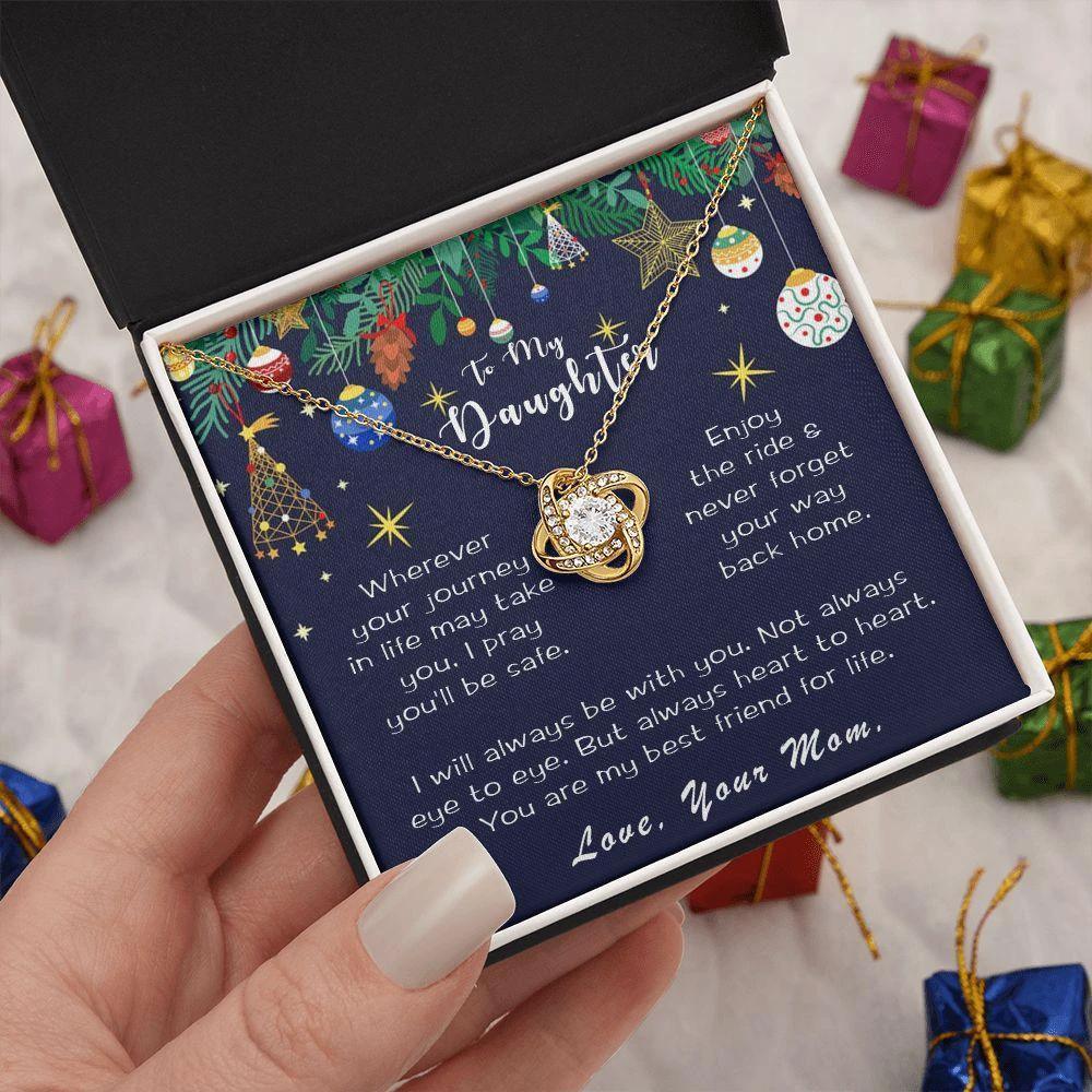 Daughter Necklace Christmas Message Card Gift Box Love Mom Friend for Life