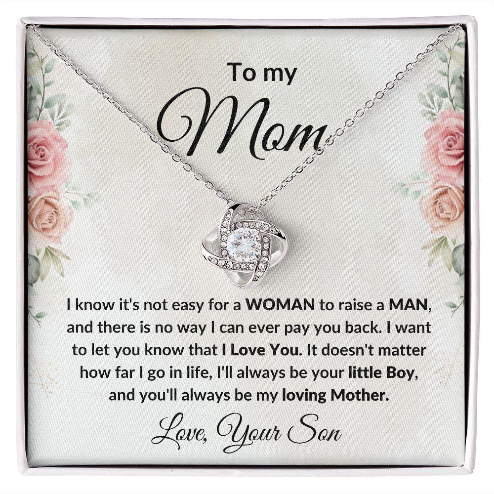 Gift for Mom from Son Love Knot Necklace with Message Card Gift Box