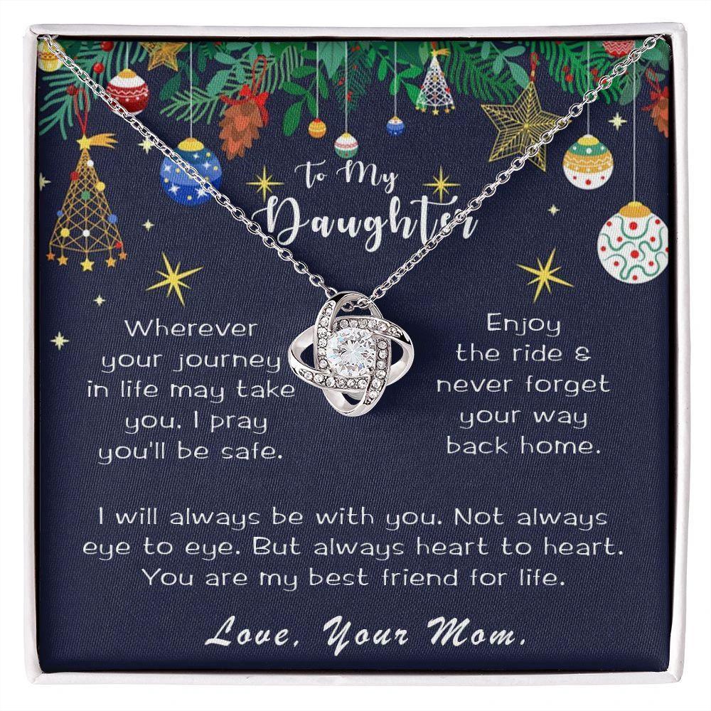 Daughter Necklace Christmas Message Card Gift Box Love Mom Friend for Life