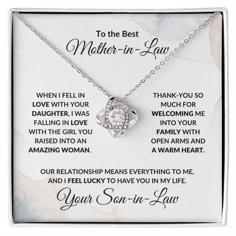 To the Best Mother-in-Law Love Knot Necklace From Son-in-Law - Mallard Moon Gift Shop