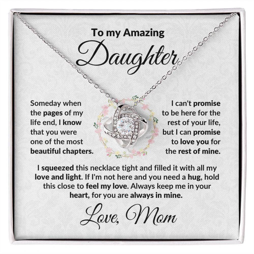 To My Amazing Daughter - I Promise - Love Knot Necklace with Message Card and Gift Box