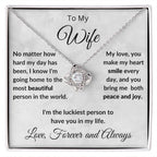To My Beautiful Wife You Make My Heart Smile Love Knot Necklace