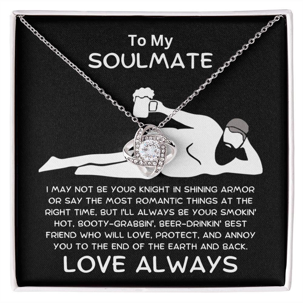 To My Soulmate - Love Knot Necklace with Funny Message Card and Gift Box - Mallard Moon Gift Shop