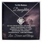 To My Badass Daughter - The Storm - Love Knot Necklace with Message Card