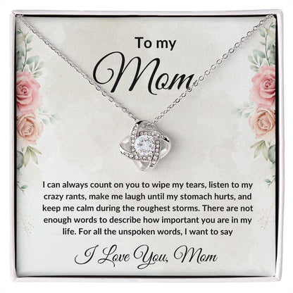 Heartfelt Gift for Mom Love Knot Necklace with Message Card Gift Box - Mallard Moon Gift Shop