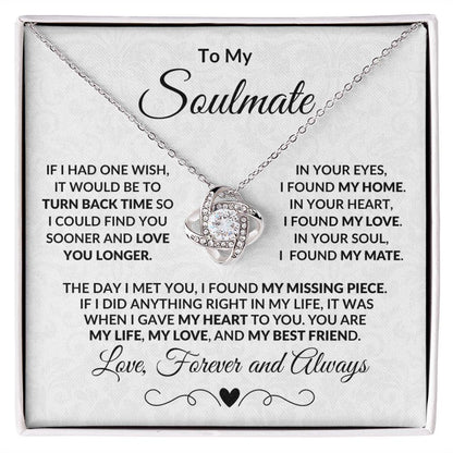 To My Soulmate I Found My Missing Piece Love Knot Necklace with Message Card and Gift Box - Mallard Moon Gift Shop