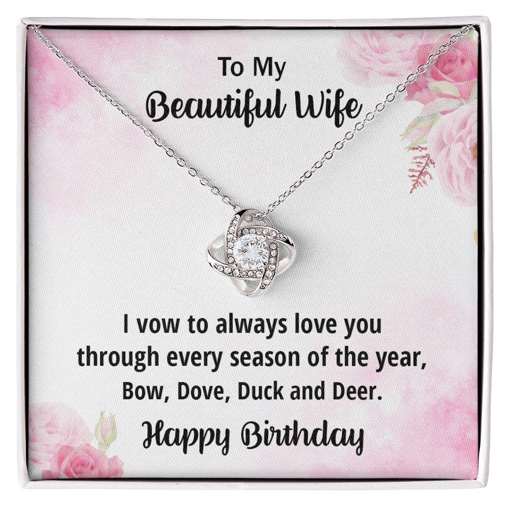 Wife Birthday Gift from Hunter Husband CZ Love Knot Pendant Necklace - Mallard Moon Gift Shop