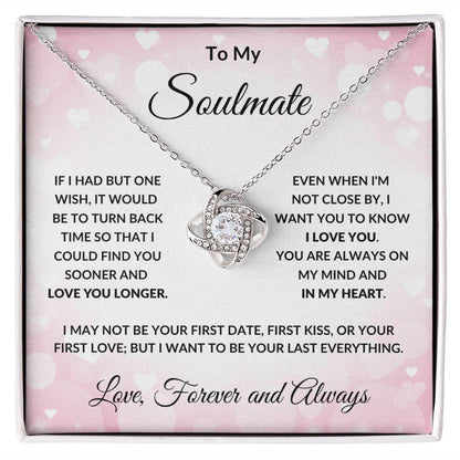 To My Soulmate - Always in My Heart - Love Knot Necklace with Message Card and Gift Box - Mallard Moon Gift Shop
