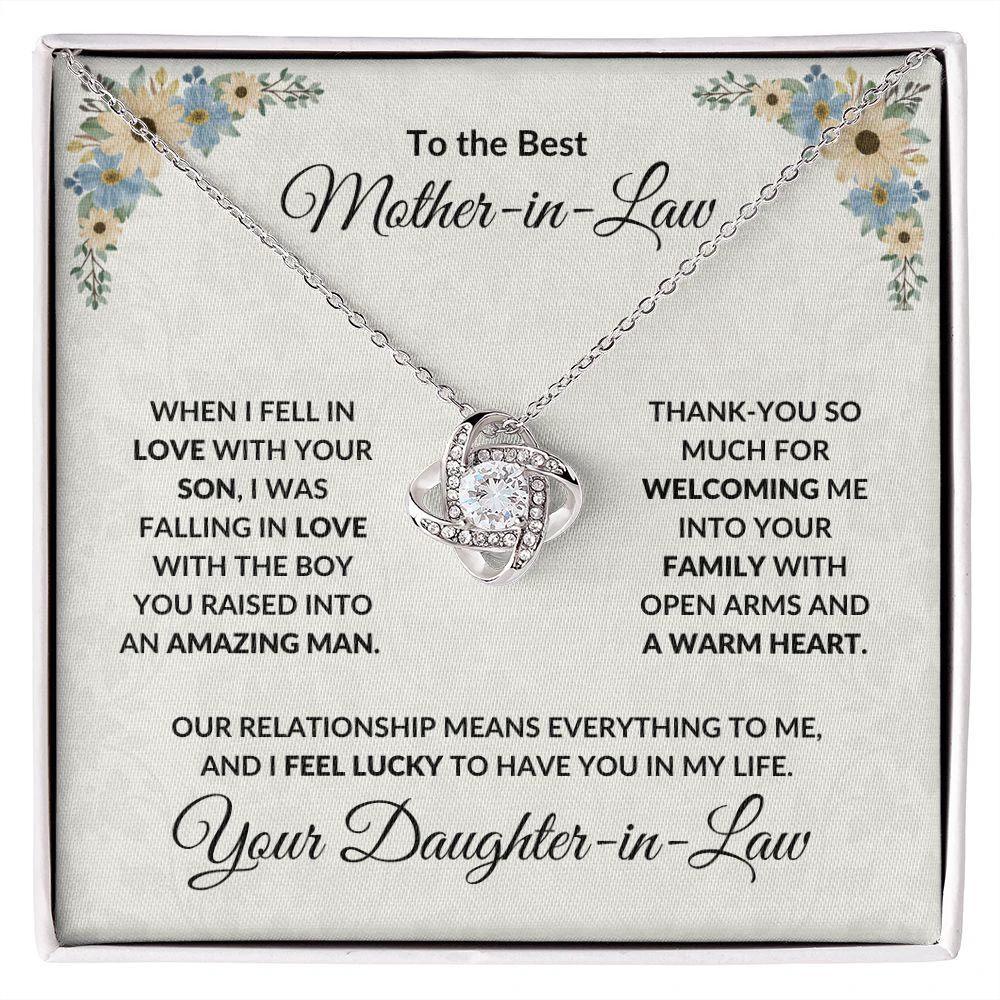 Gift for Mother-in-Law Love Knot Necklace from Daughter-in-Law