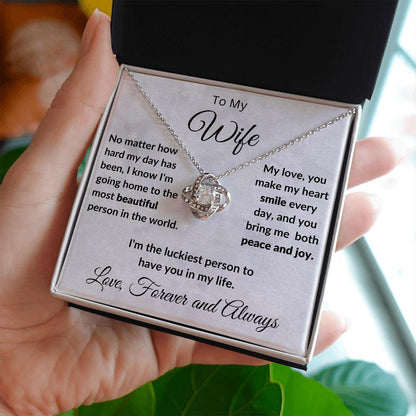 To My Beautiful Wife You Make My Heat Smile Love Knot Neclklace - Mallard Moon Gift Shop