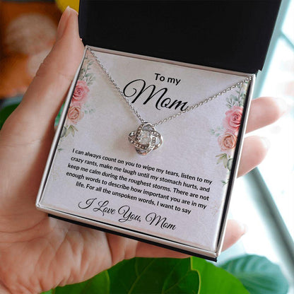 Heartfelt Gift for Mom Love Knot Necklace with Message Card Gift Box - Mallard Moon Gift Shop