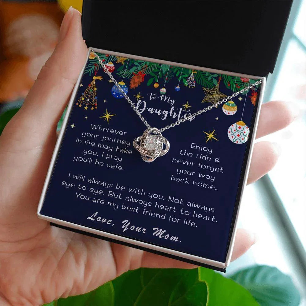Daughter Necklace Christmas Message Card Gift Box Love Mom Friend for Life