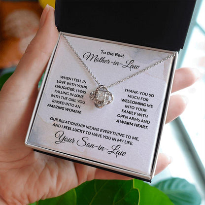 To the Best Mother-in-Law Love Knot Necklace From Son-in-Law - Mallard Moon Gift Shop